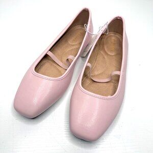 Old Navy Mary Jane Ball Square Toe Ballet Flats Womens 7 Baby Pink Abalone NEW